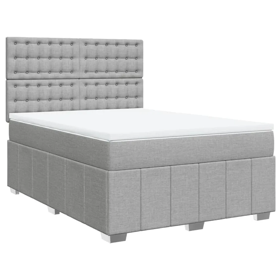 Sommier à lattes de lit avec matelas Gris clair 140x190cm Tissu - 2