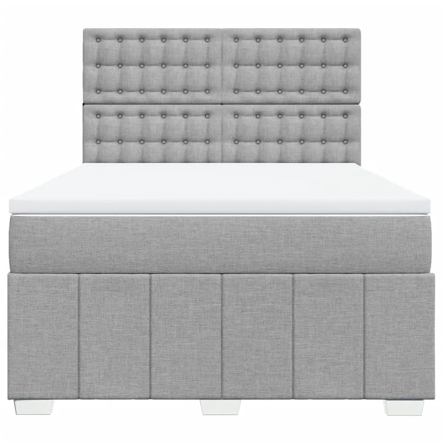 Sommier à lattes de lit avec matelas Gris clair 140x190cm Tissu - 4