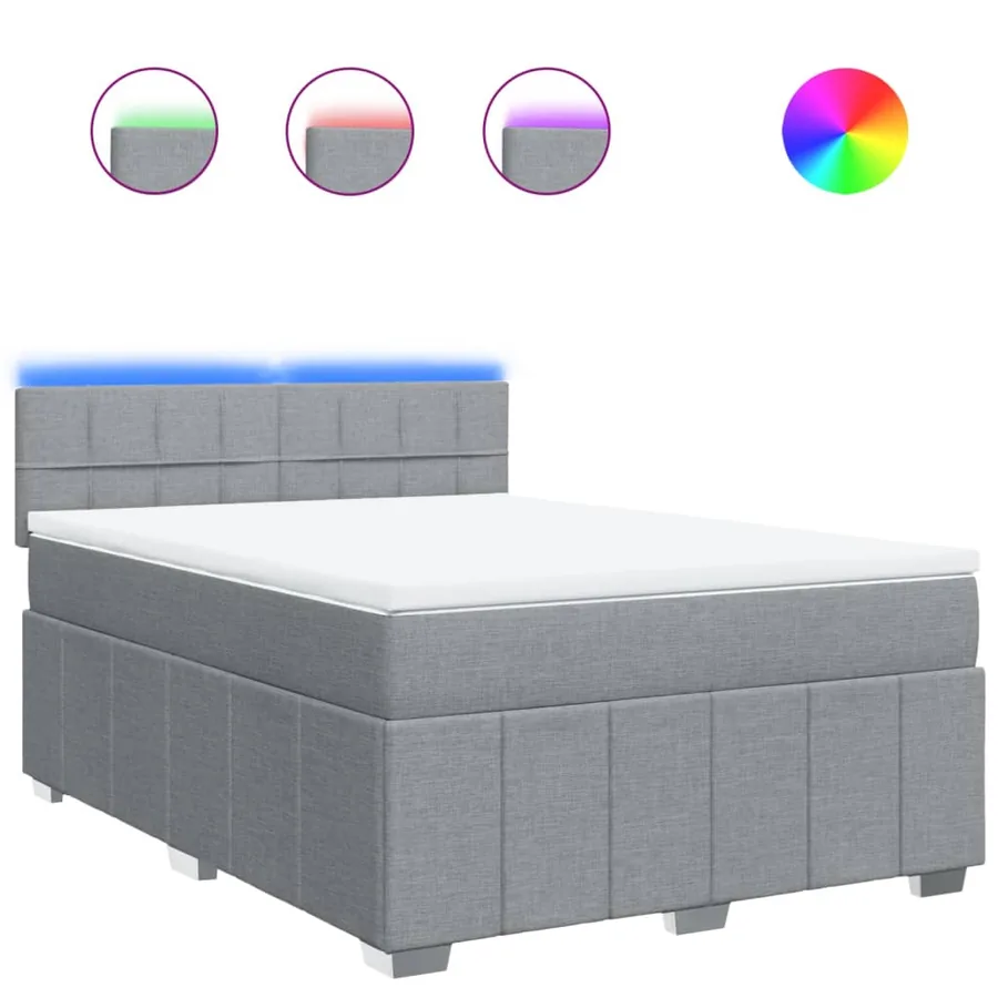 Sommier à lattes de lit avec matelas Gris clair 140x190cm Tissu - 2