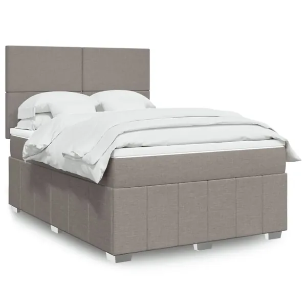 Sommier à lattes de lit avec matelas Taupe 140x190 cm Tissu