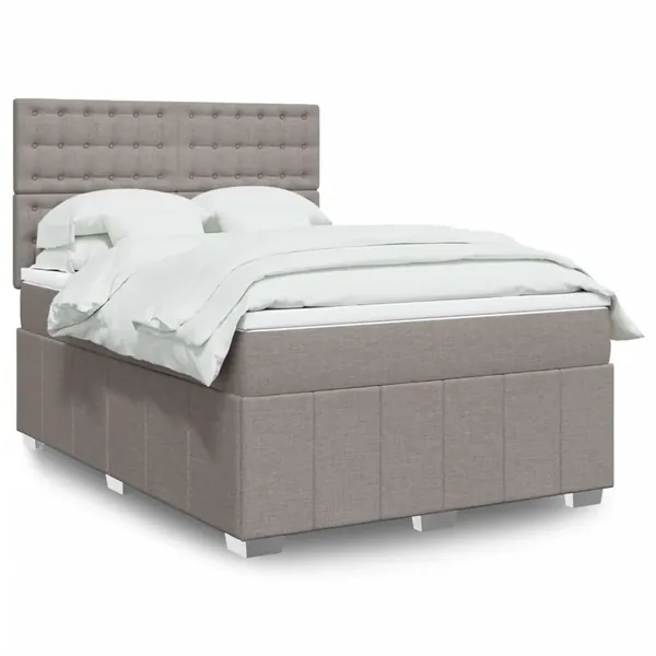Sommier à lattes de lit avec matelas Taupe 140x190 cm Tissu