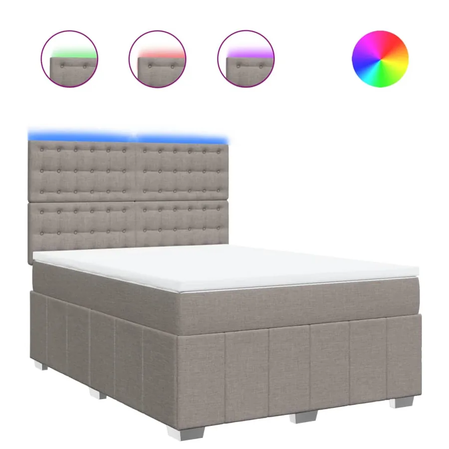 Sommier à lattes de lit avec matelas Taupe 140x190 cm Tissu - 2