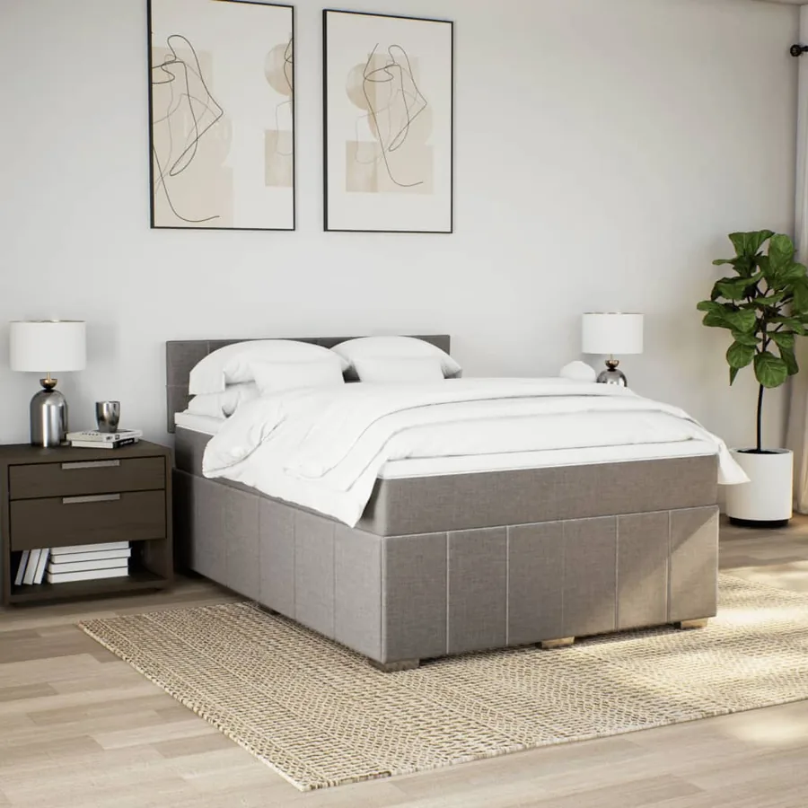 Sommier à lattes de lit avec matelas Taupe 140x200 cm Tissu - 3