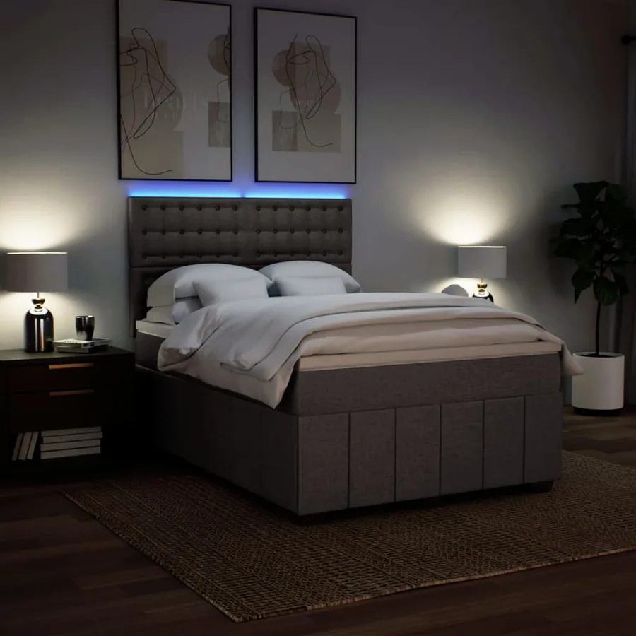 Sommier à lattes de lit avec matelas Taupe 140x200 cm Tissu - 4