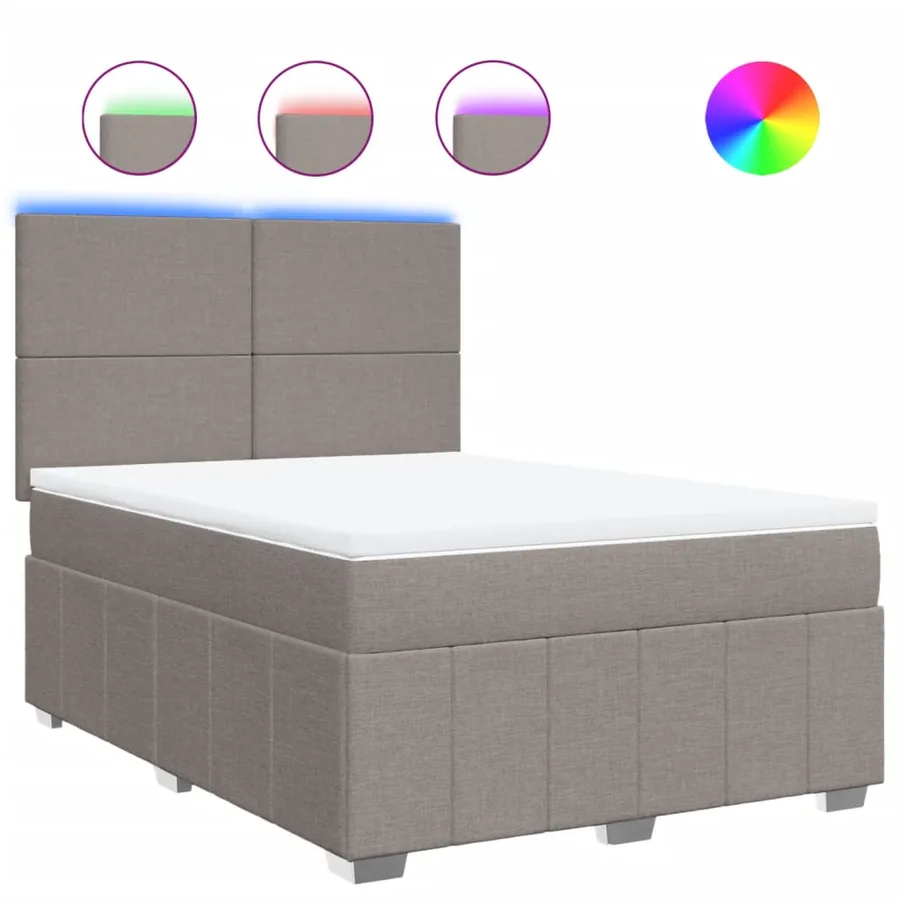 Sommier à lattes de lit avec matelas Taupe 140x200 cm Tissu - 2