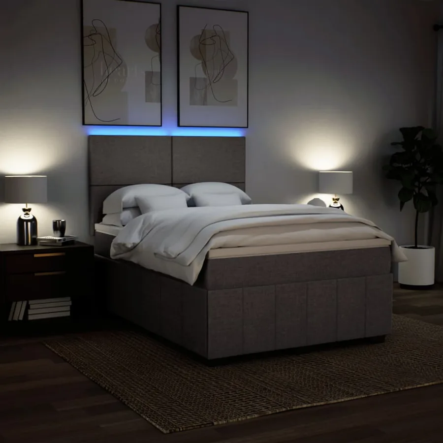 Sommier à lattes de lit avec matelas Taupe 140x200 cm Tissu - 4