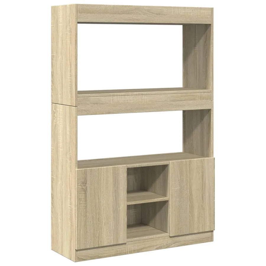 Buffet haut chêne sonoma 92x33x140 cm bois d'ingénierie - 2