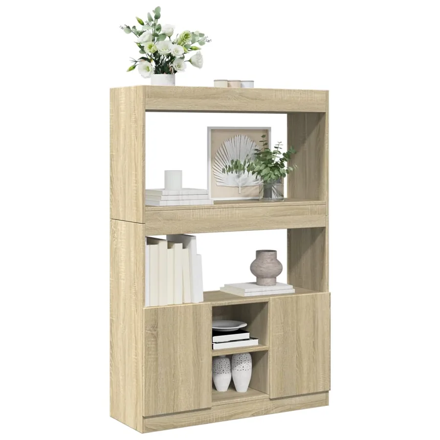 Buffet haut chêne sonoma 92x33x140 cm bois d'ingénierie - 4