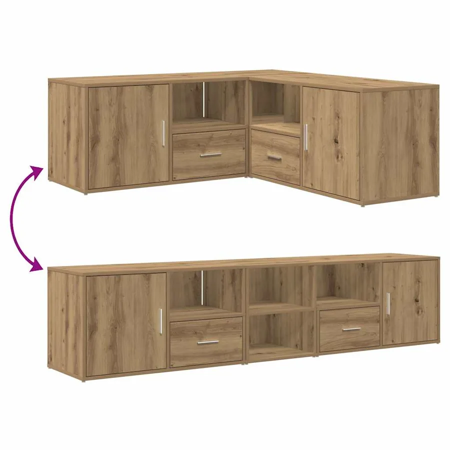 Armoire d'angle chêne artisanal 200x40x45 cm bois d'ingénierie - 12
