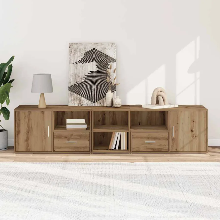 Armoire d'angle chêne artisanal 200x40x45 cm bois d'ingénierie - 3