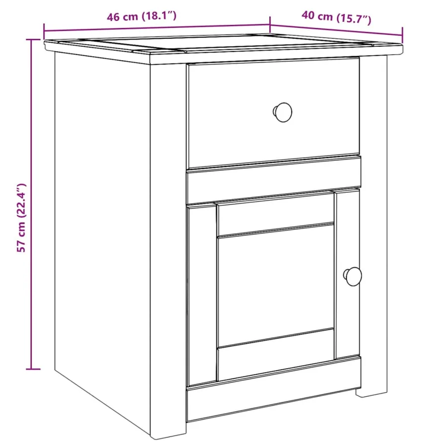 Table de chevet PANAMA 46x40x57 cm bois massif de pin - 10