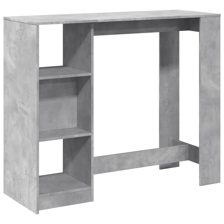 Table de bar avec étagère gris béton bois d'ingénierie - 2