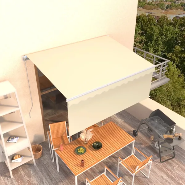 Auvent rétractable manuel avec store 3,5x2,5 m Crème
