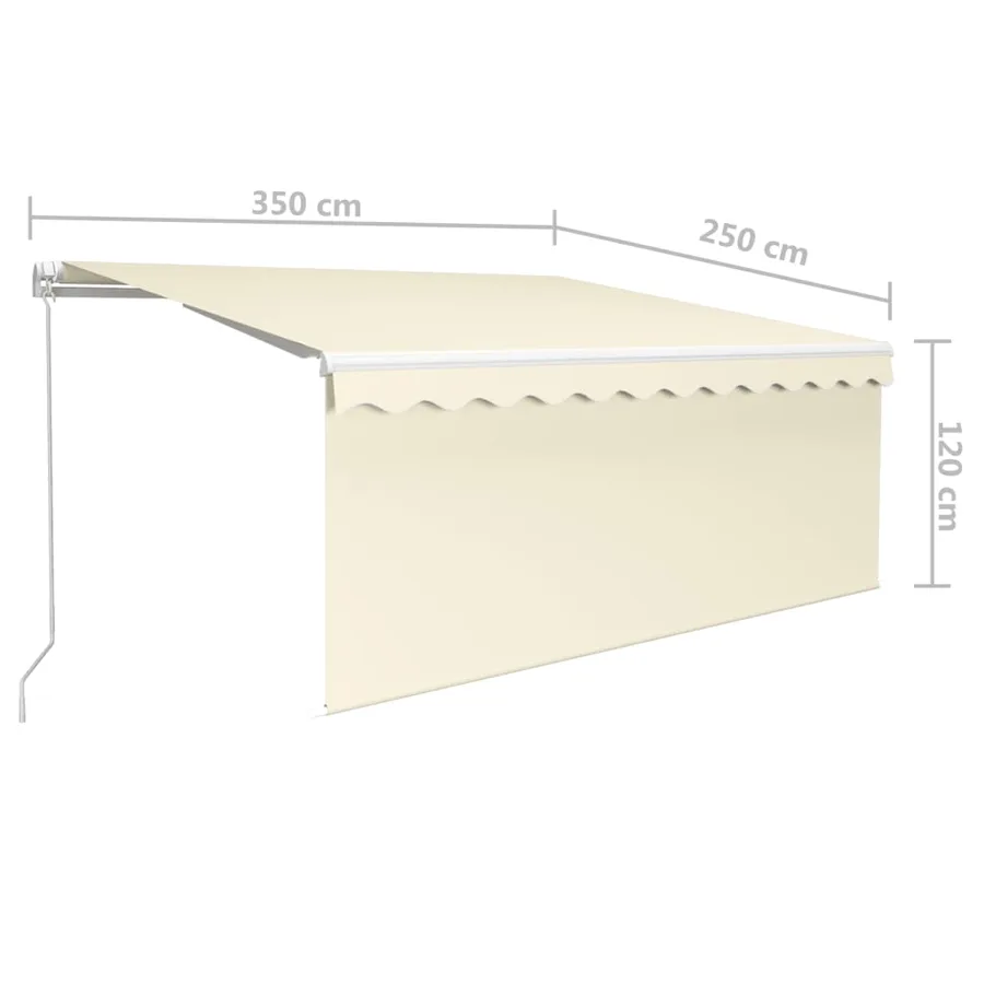 Auvent rétractable manuel avec store 3,5x2,5 m Crème - 7