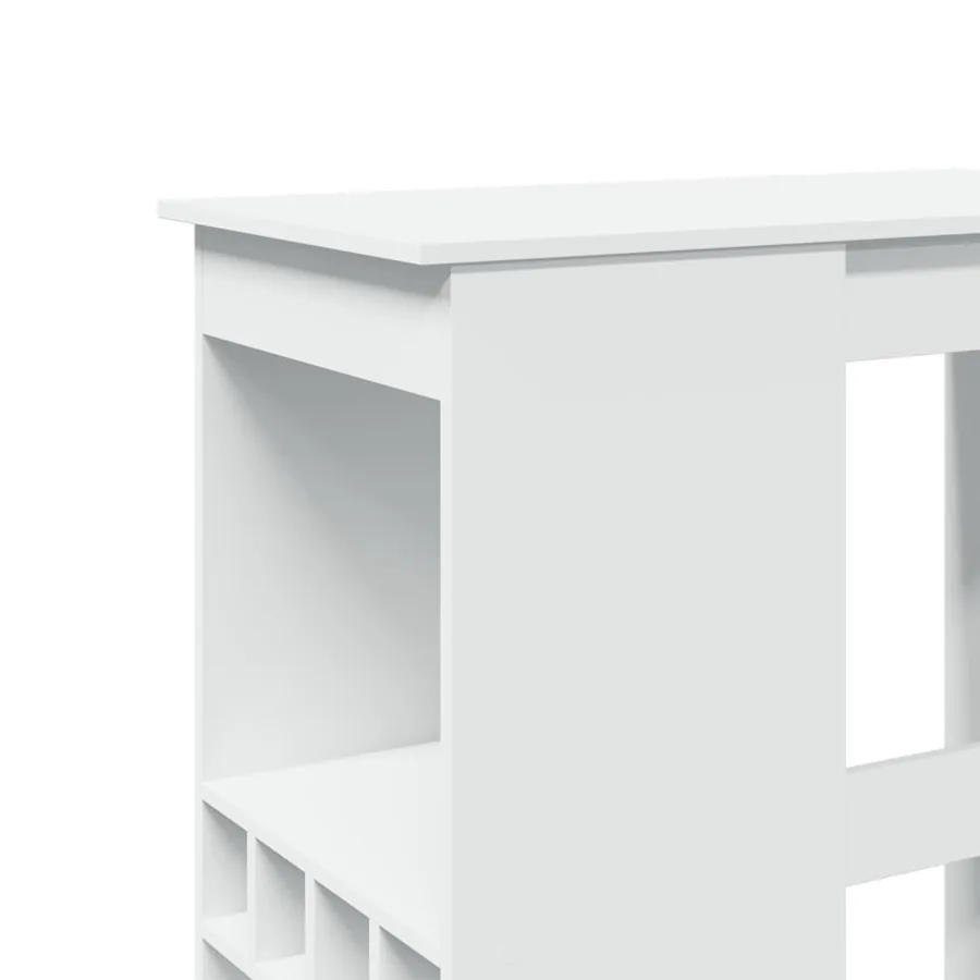 Table de bar avec étagères blanc bois d'ingénierie - 7