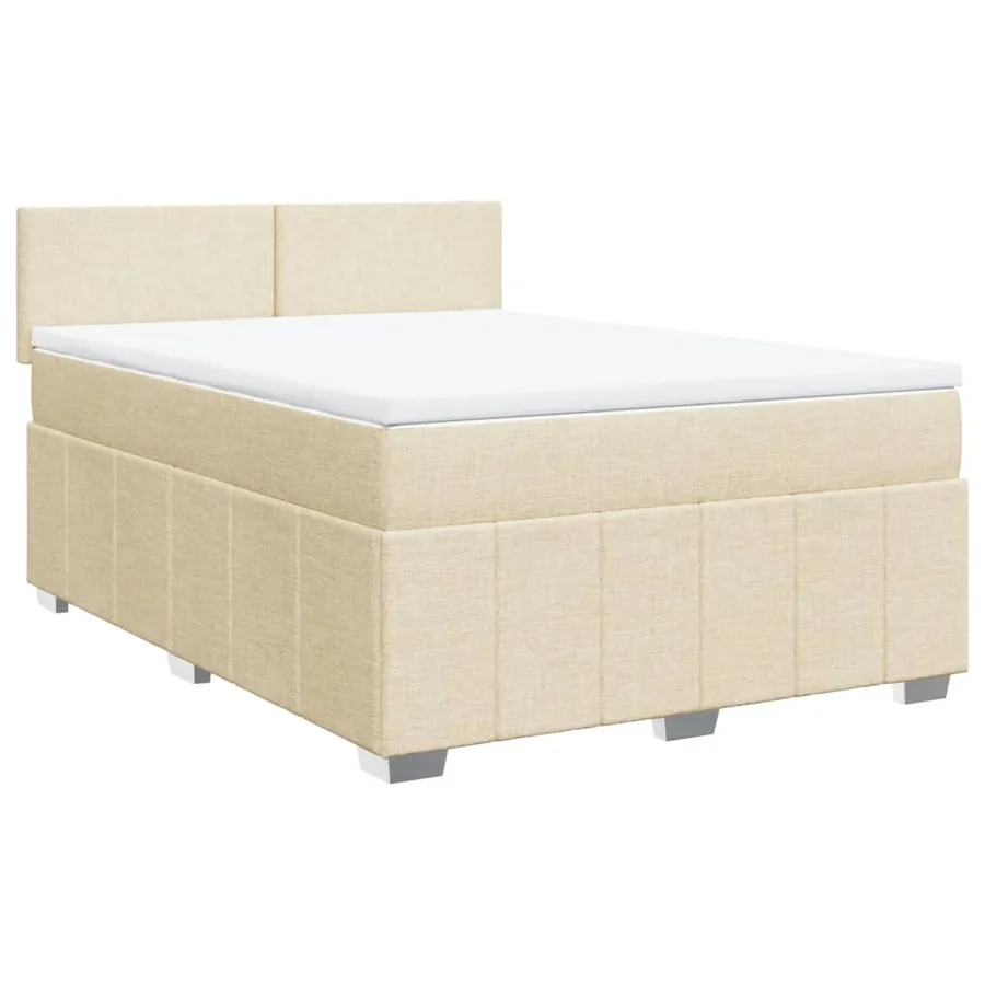 Sommier à lattes de lit avec matelas Crème 140x200 cm Tissu - 3