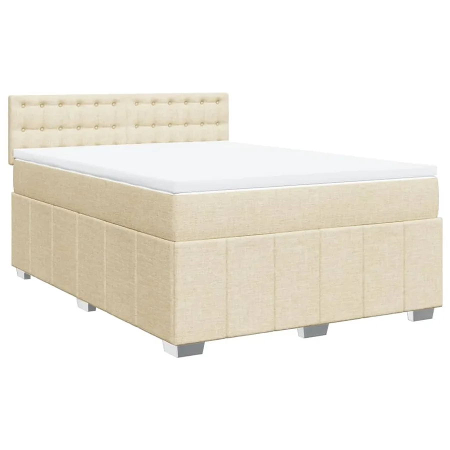 Sommier à lattes de lit avec matelas Crème 140x200 cm Tissu - 2