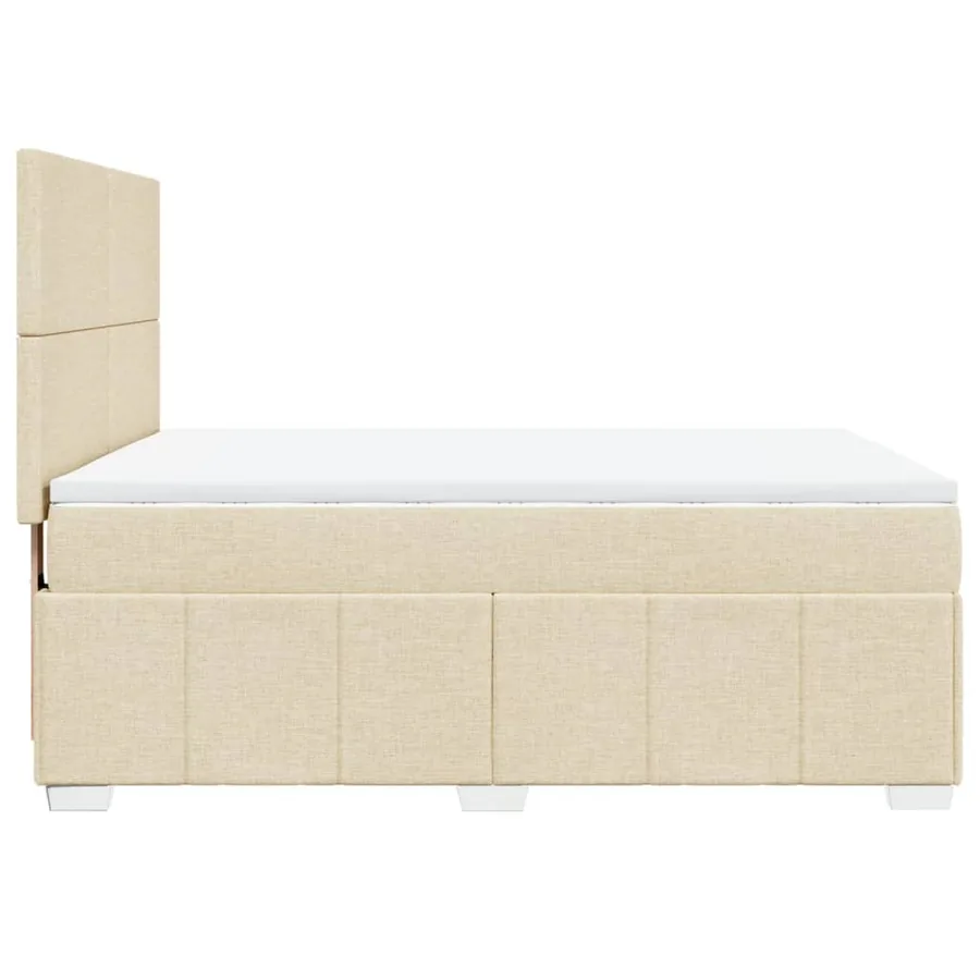 Sommier à lattes de lit avec matelas Crème 140x200 cm Tissu - 5