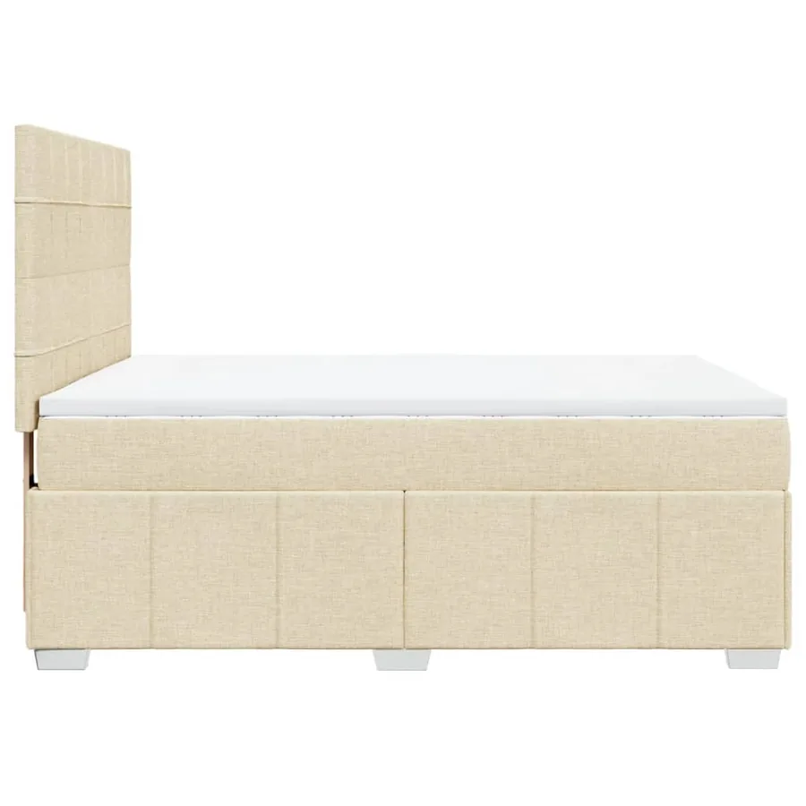 Sommier à lattes de lit avec matelas Crème 140x200 cm Tissu - 5
