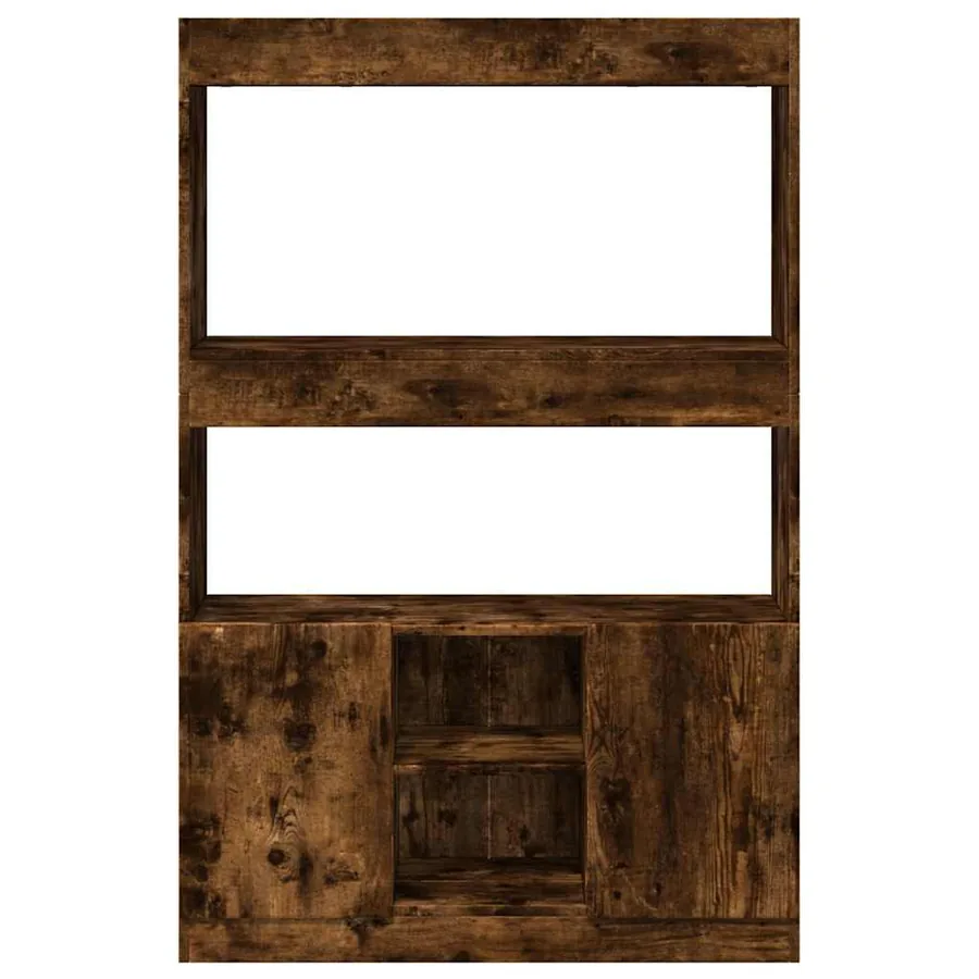 Buffet haut chêne fumé 92x33x140 cm bois d'ingénierie - 5