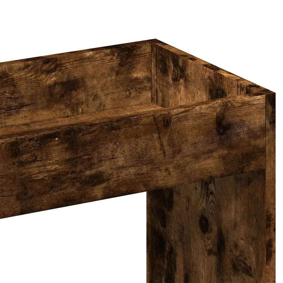Buffet haut chêne fumé 92x33x140 cm bois d'ingénierie - 9