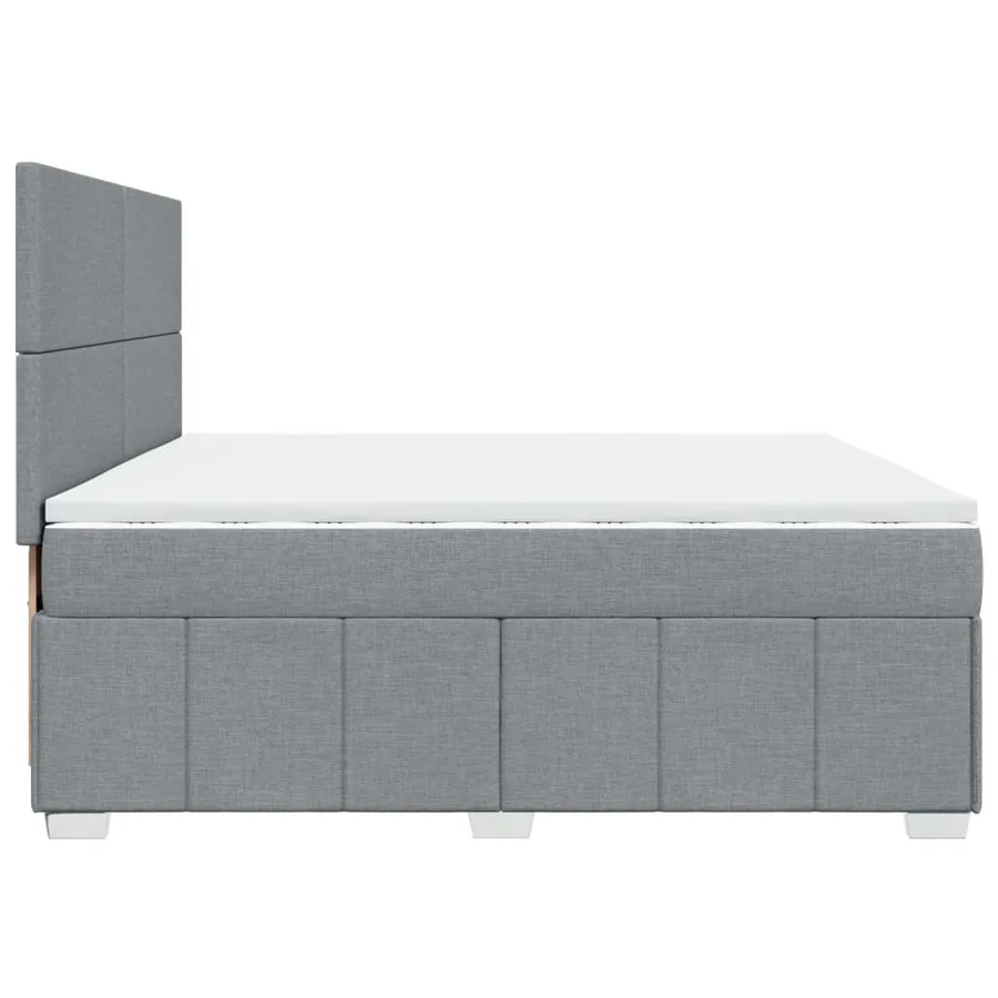 Sommier à lattes de lit avec matelas Gris clair 200x200cm Tissu - 7