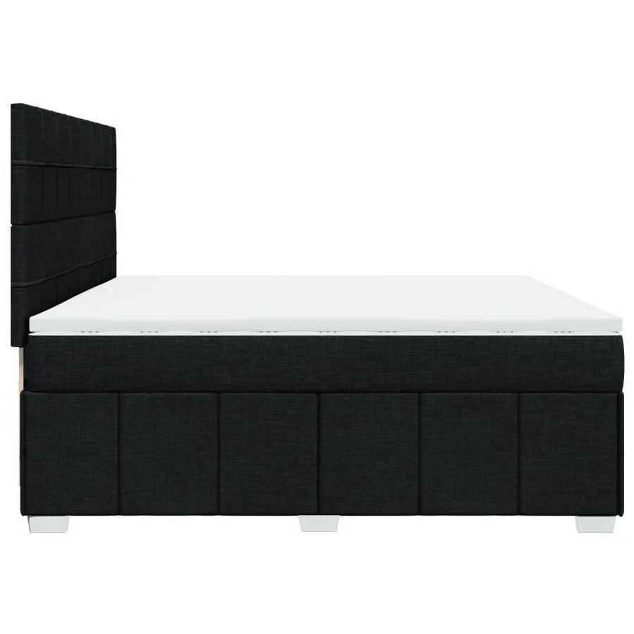 Sommier à lattes de lit avec matelas Noir 200x200 cm Tissu - 7