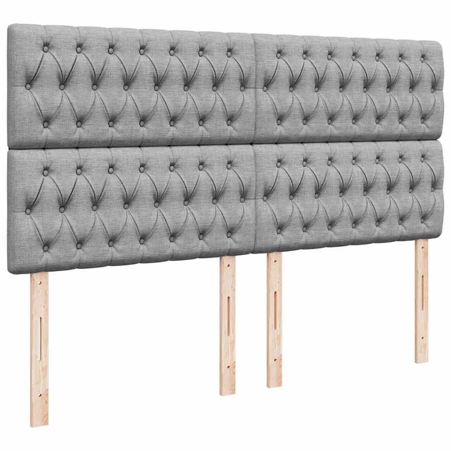 Sommier à lattes de lit avec matelas Gris clair 200x200cm Tissu - 9