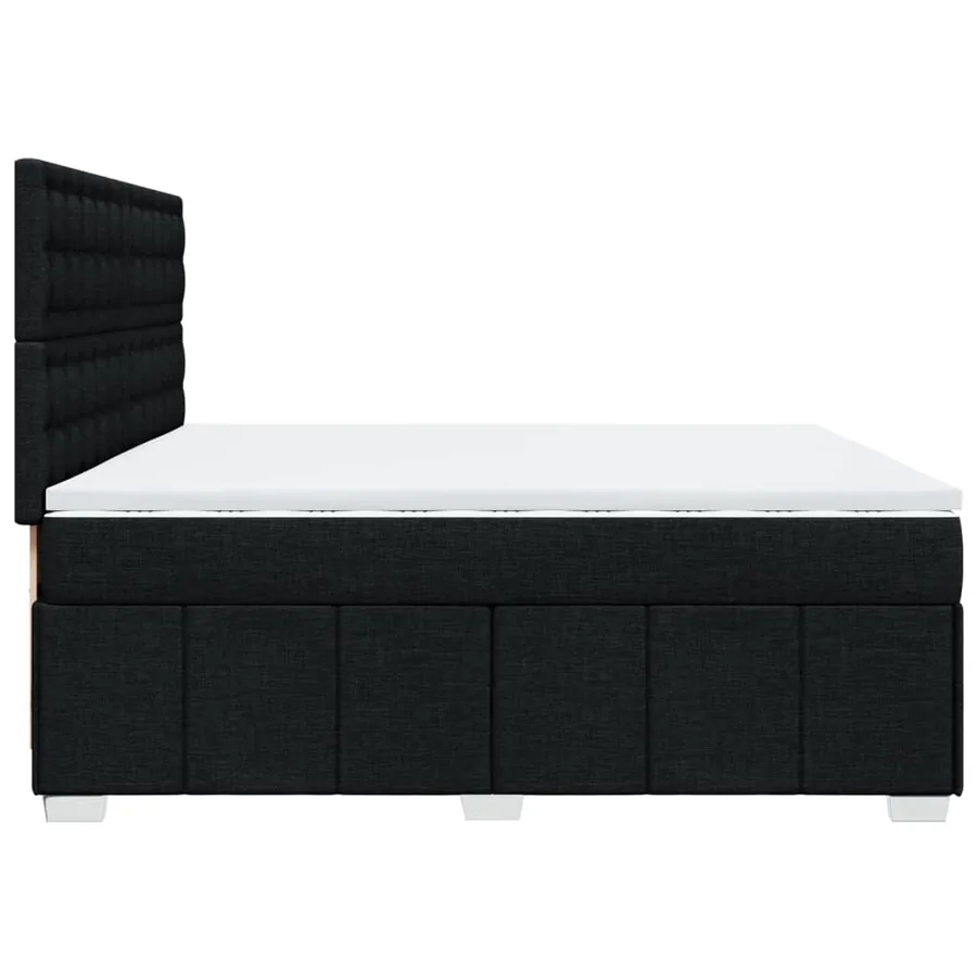Sommier à lattes de lit avec matelas Noir 200x200 cm Tissu - 5
