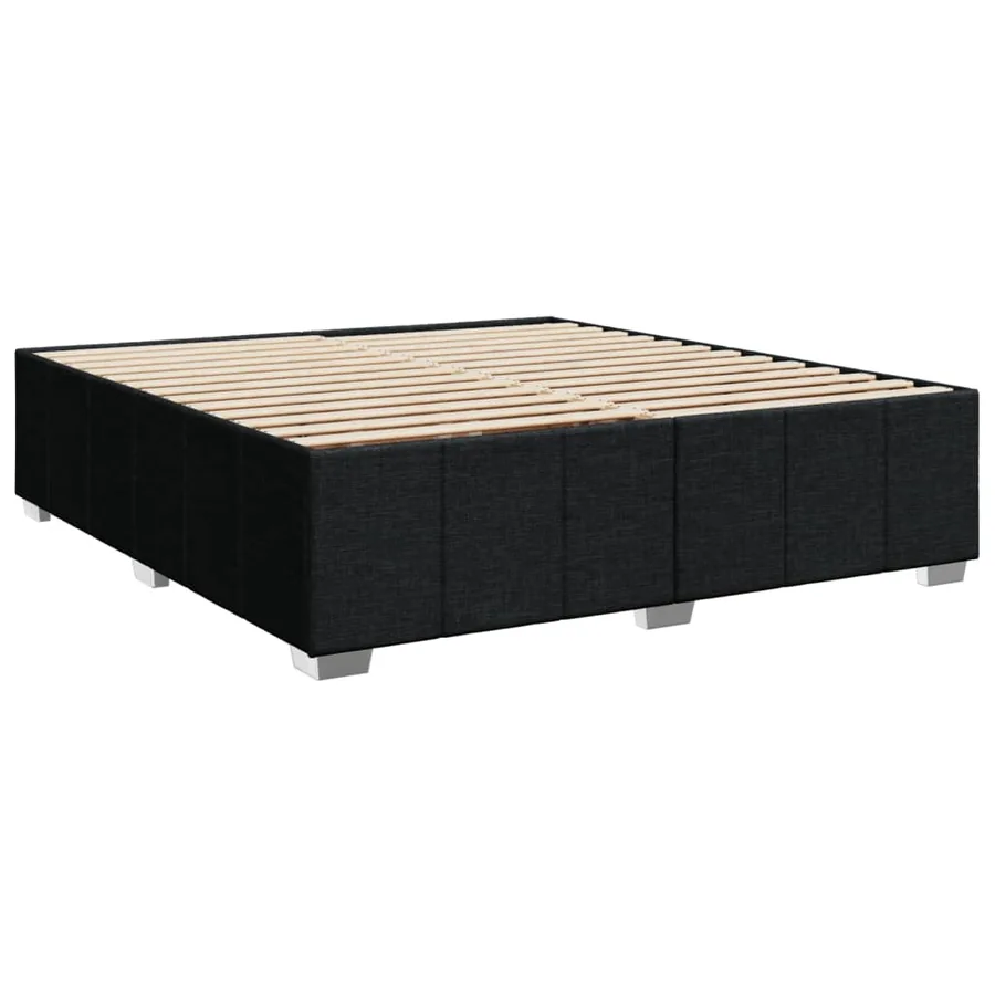 Sommier à lattes de lit avec matelas Noir 200x200 cm Tissu - 8