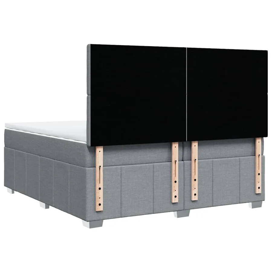 Sommier à lattes de lit avec matelas Gris clair 200x200cm Tissu - 8