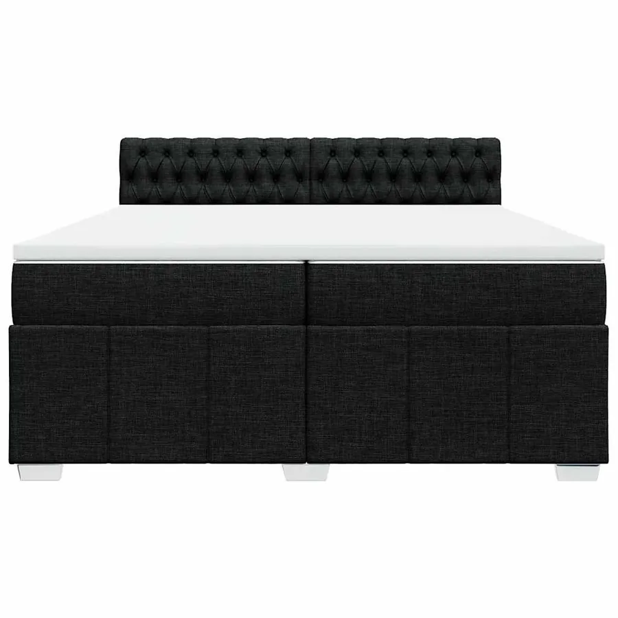Sommier à lattes de lit avec matelas Noir 200x200 cm Tissu - 4