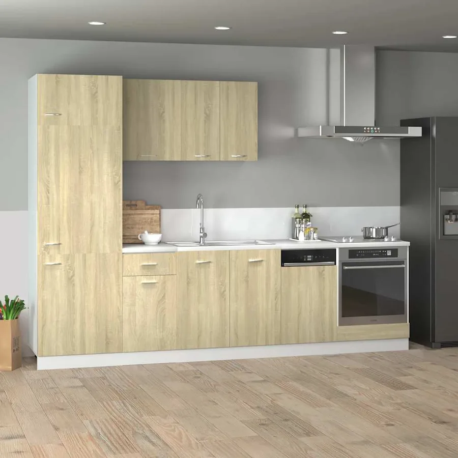 Ensemble de 7 meubles de cuisine "Lyon" en chêne Sonoma