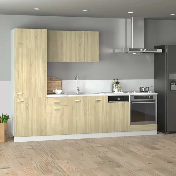 Ensemble de 7 meubles de cuisine "Lyon" en chêne Sonoma