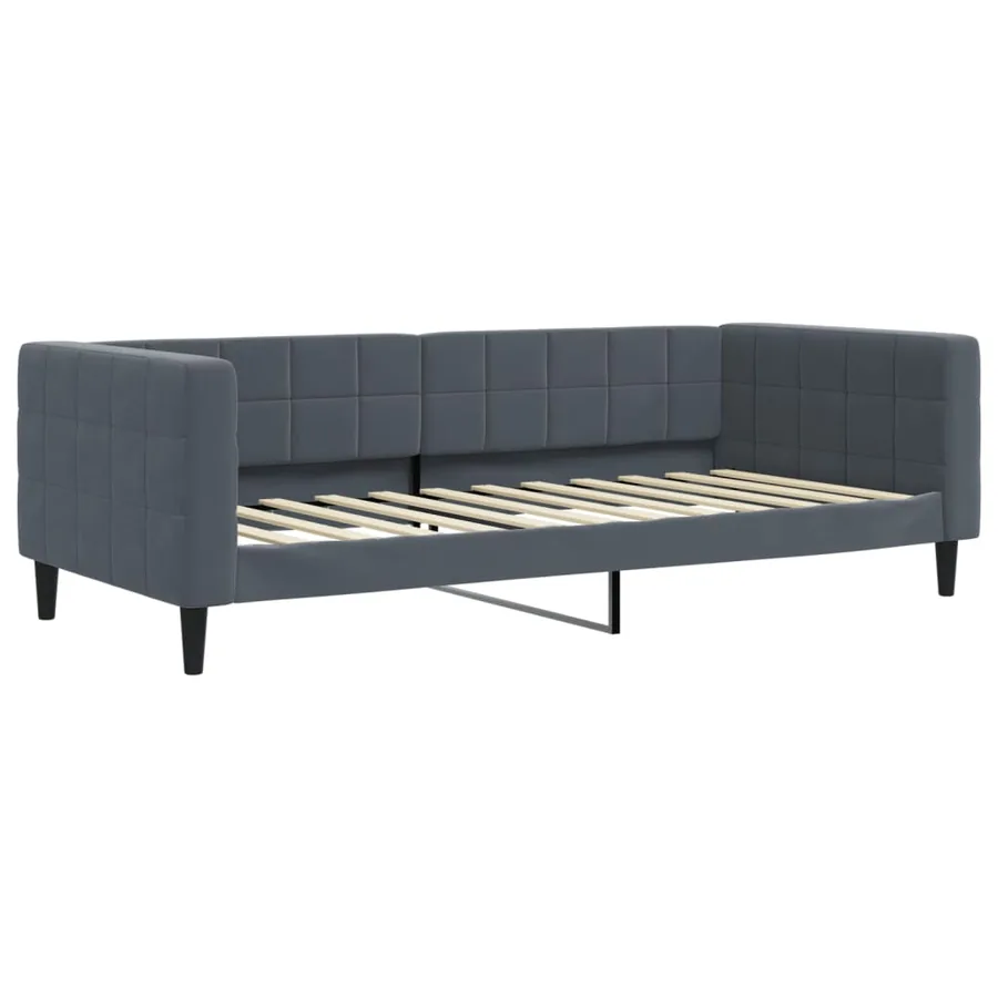 Lit de jour et gigogne et matelas gris foncé 100x200 cm velours - 4