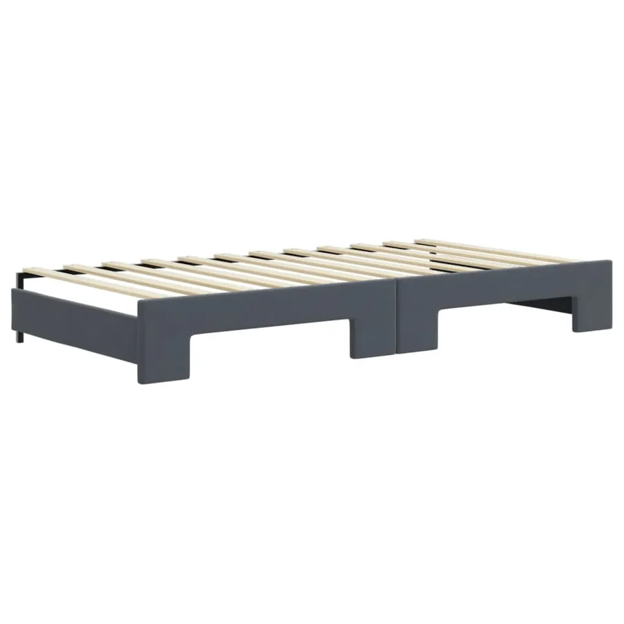 Lit de jour et gigogne et matelas gris foncé 100x200 cm velours - 5
