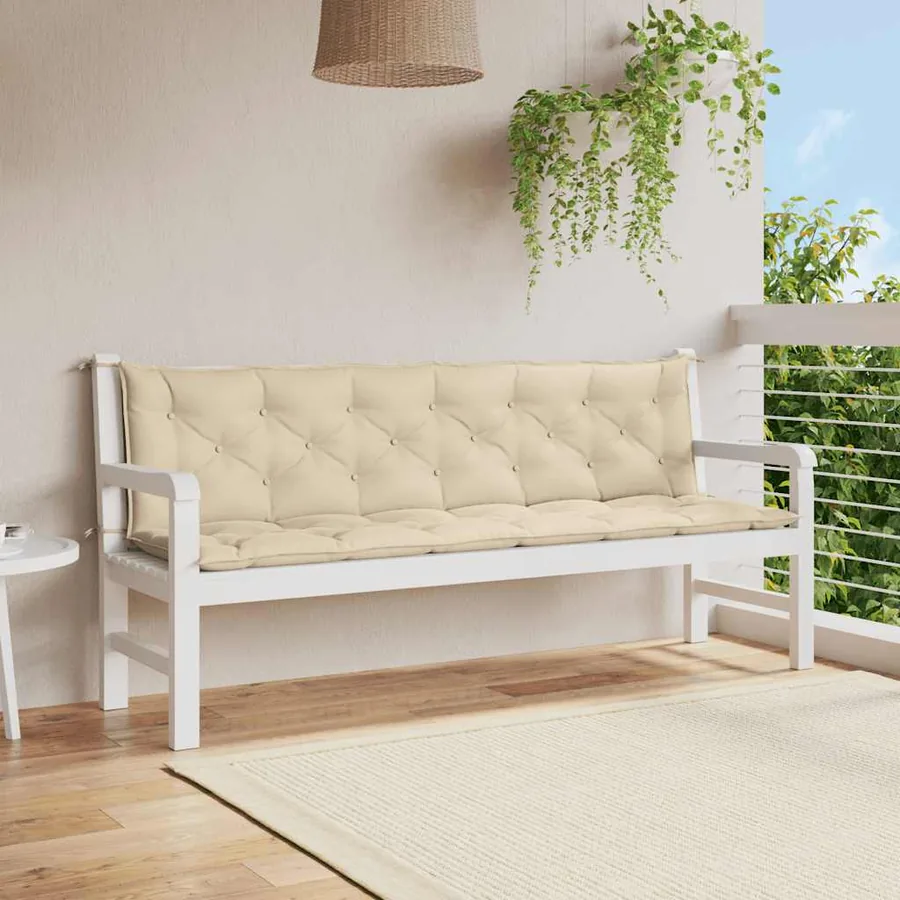 Coussin de banc de jardin beige 200x(50+50)x7 cm tissu oxford
