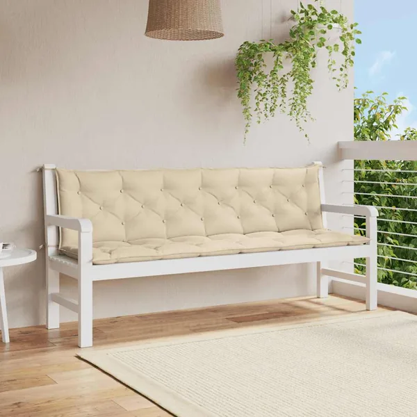 Coussin de banc de jardin beige 200x(50+50)x7 cm tissu oxford