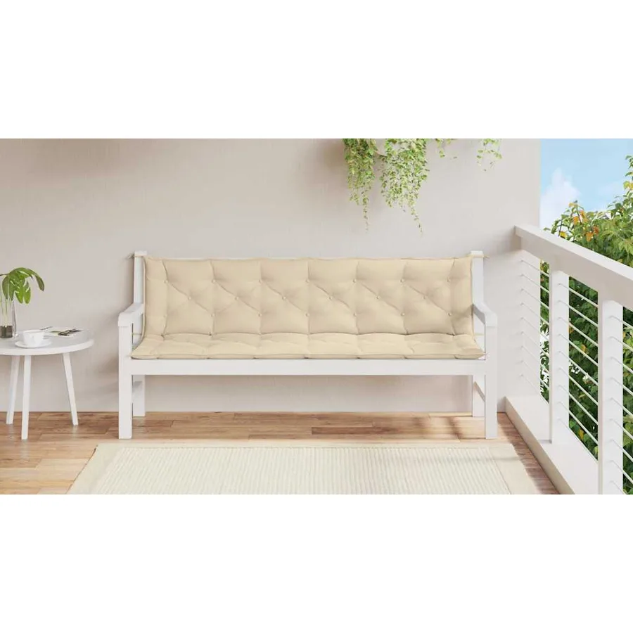 Coussin de banc de jardin beige 200x(50+50)x7 cm tissu oxford - 3