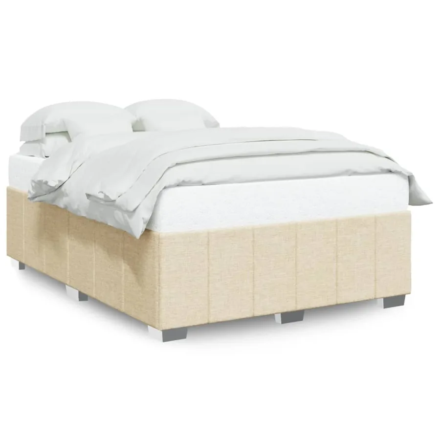 Cadre de lit sans matelas crème 140x190 cm tissu - 2