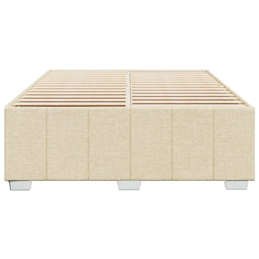 Cadre de lit sans matelas crème 140x190 cm tissu - 4
