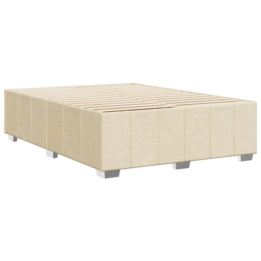 Cadre de lit sans matelas crème 140x190 cm tissu - 6