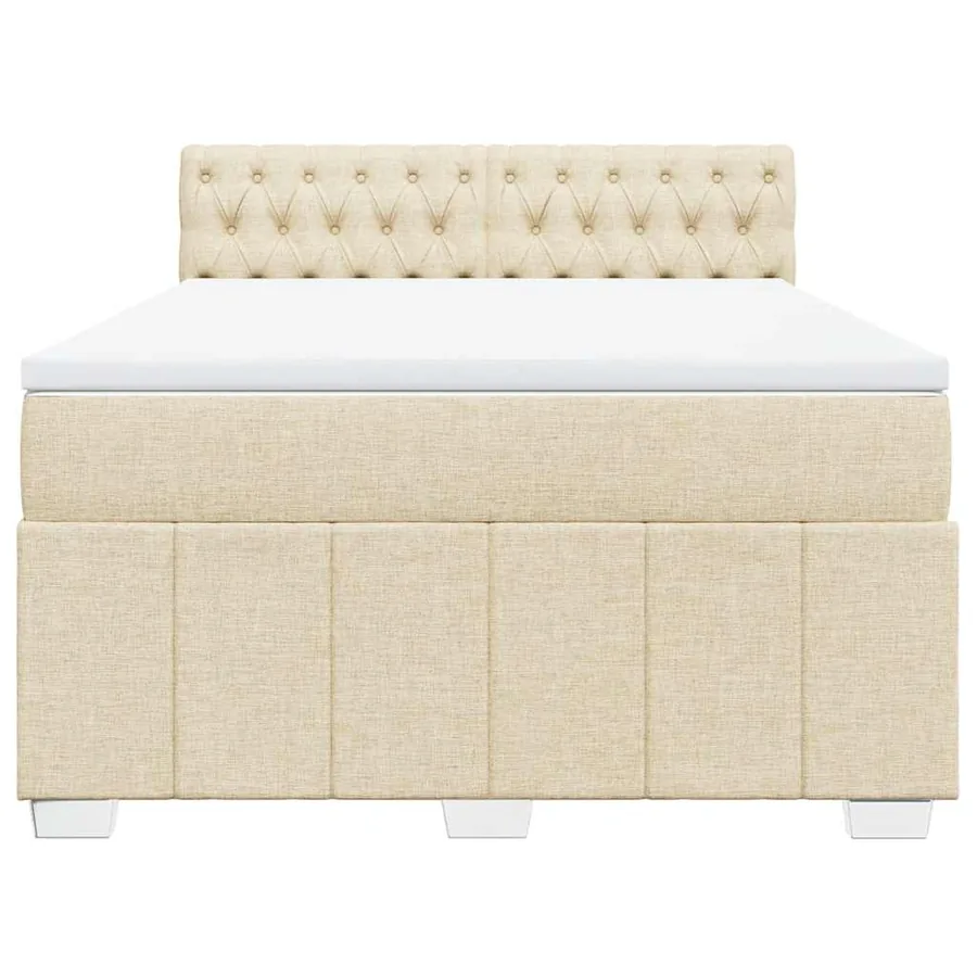Sommier à lattes de lit avec matelas Crème 140x190 cm Tissu - 6