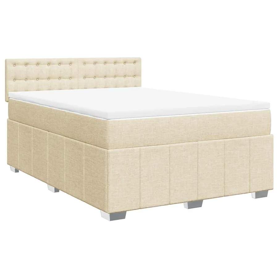 Sommier à lattes de lit avec matelas Crème 140x190 cm Tissu - 3