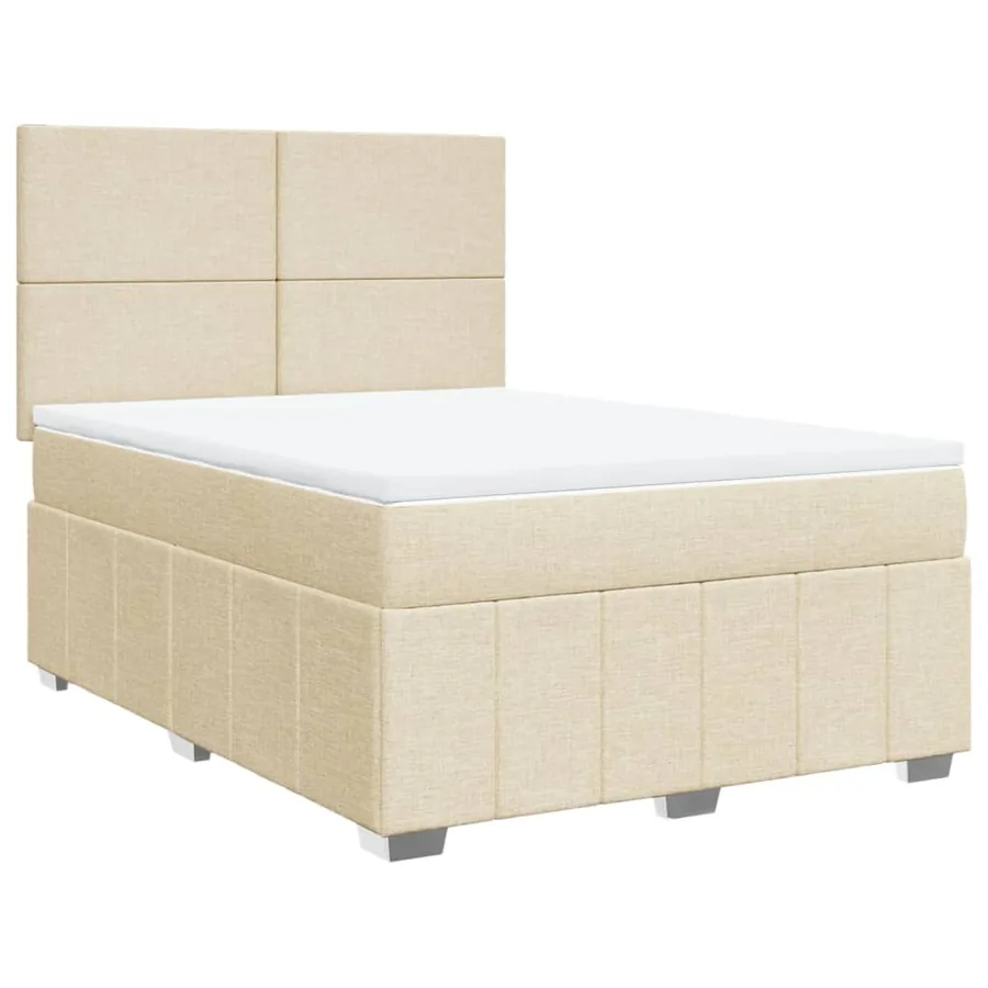 Sommier à lattes de lit avec matelas Crème 140x190 cm Tissu - 2