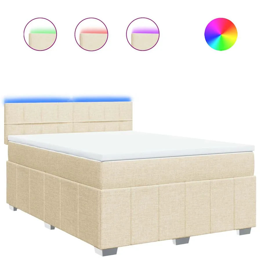 Sommier à lattes de lit avec matelas Crème 140x190 cm Tissu - 2