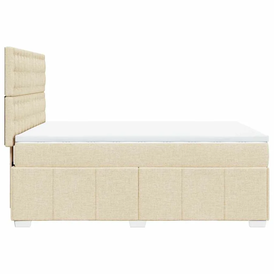 Sommier à lattes de lit avec matelas Crème 140x190 cm Tissu - 5