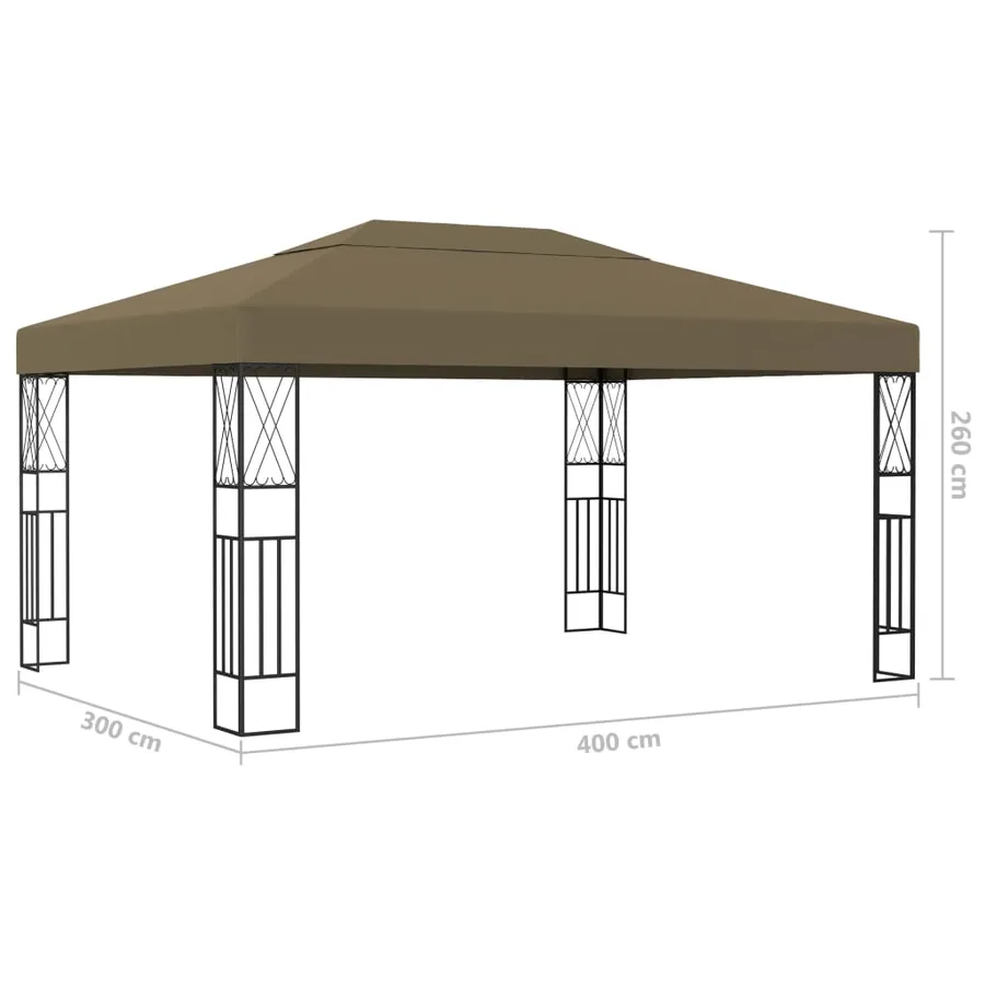 Tonnelle avec guirlande lumineuse à LED 3x4 m Taupe Tissu - 10