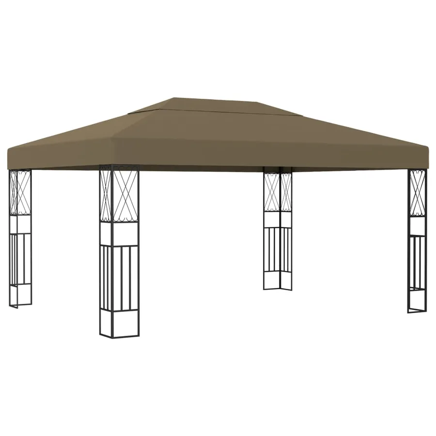 Tonnelle avec guirlande lumineuse à LED 3x4 m Taupe Tissu - 3