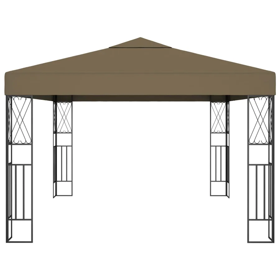 Tonnelle avec guirlande lumineuse à LED 3x4 m Taupe Tissu - 4